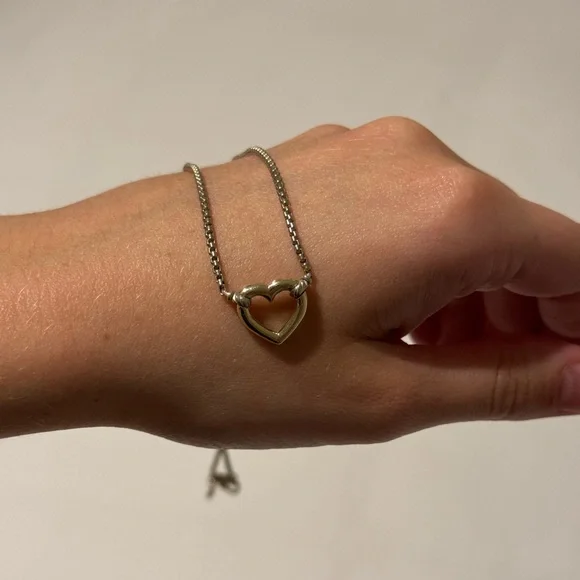 David Yurman Silver and Gold Heart Necklace - Picture 5 of 7